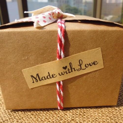 108PCS Made With Love Kraft Seal Stickers Paper Crafts Hand Made Labels Packaging Point Sticker