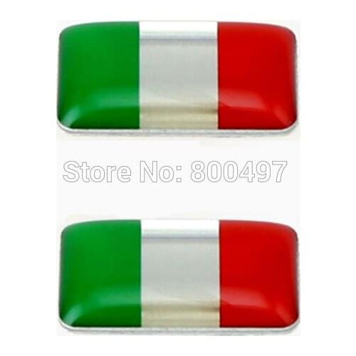 2 x Newest 3D Car Styling Aluminum Glue Decal Ca Metal Sticker Aluminium Custom Motor Decal for Italy Flag