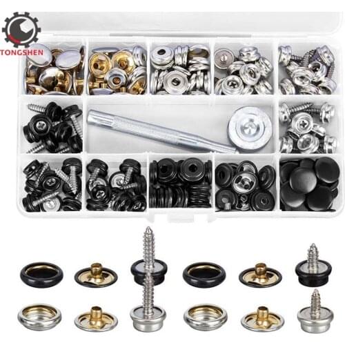 200Pcs Boat Canvas Snaps Stainless Steel Screw Marine Grade Canvas and Upholstery Boat Cover Snap Button Fastener Kit with Tool