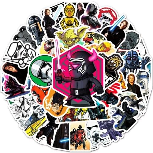 50 Pcs/set star wars Disney Stickers Cartoon Anime Figure Multifunctional Stick Notebook Graffiti Waterproof Sticker