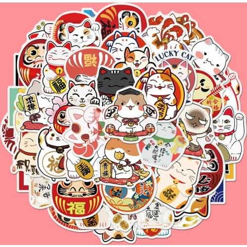 50Pcs Cute fortune and blessing Stickers Waterproof Graffiti Stickers Decorative Luggage Bicycle Childrens Toy Stickers