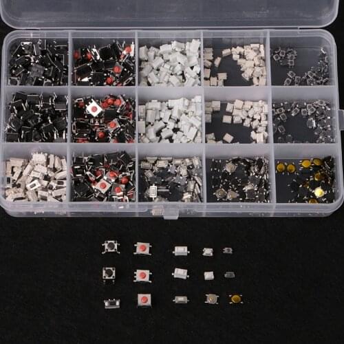 750Pcs/Set 15 Value Tactile Push Button Switch Momentary Assortment Kit Micro Button Switch