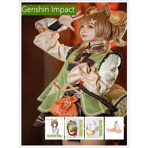 Anime Game Genshin Impact Yaoyao COSPLAY Accessories, Cute Rabbit Carrot Doll, Back Basket, Wig, Exquisite And Cute Accessories