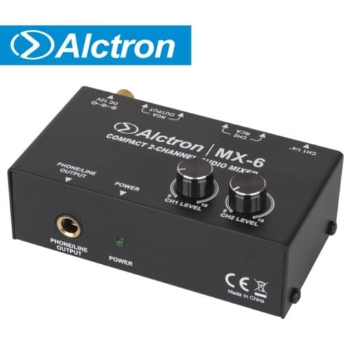 Alctron MX-6 front 2-channel audio mixer stereo mixing processor independently adjusts the mix for stage/studio recording