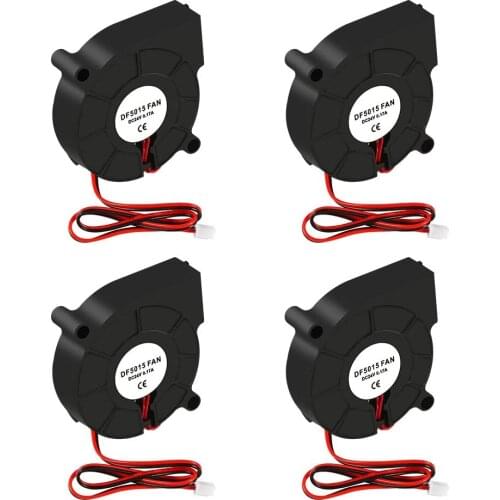 Aokin 4 Pcs 5015 DC Brushless Cooling Blower Fan, 50x50x15mm Cooling Fan with 2 Pin Terminal for 3D Printer Hotend Extruder