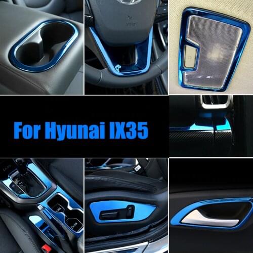 World Datong Car Style Accessories For Hyundai IX35 2018-2021 Interior Mirror Blue Stainless steel Decoration Cover Trim