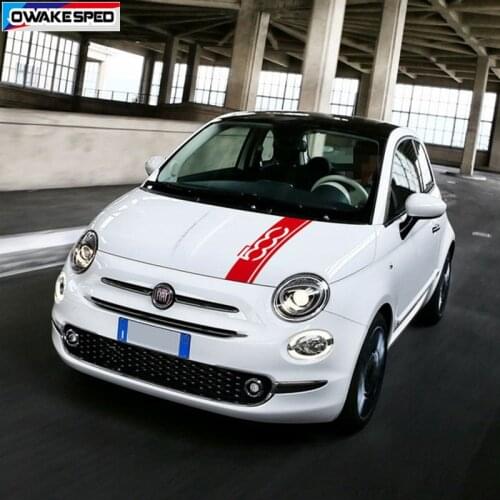 Car Hood Bonnet Sport Sticker For-Fiat 500 Auto Engine Cover Stripes Auto Body Decor Vinyl Decals Exterior Accessories