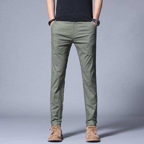 Autumn Mens Pants Classic Style Business Office Straight Cotton Male Trousers High Quality Social Green Suit Pants 38