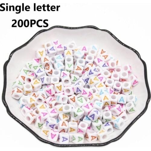 CHONGAI 500Pcs Acrylic Single Alphabet /Letter Cube Beads Mix Color For Jewelry Making DIY Loose Beads 6x6mm