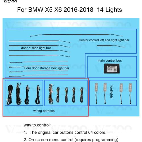 For BMW F15 F16 10/64 Colors 2011-2018 Car Decorative Car Ambient Light LED Strip For X5 / X6 Tuning Car Accessories