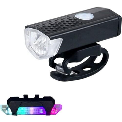 300 Lumens Bicycle Lamp Bike Light USB Rechargeable Front Headlight Flashlight & Bicycle Taillight Safety Warning Light New