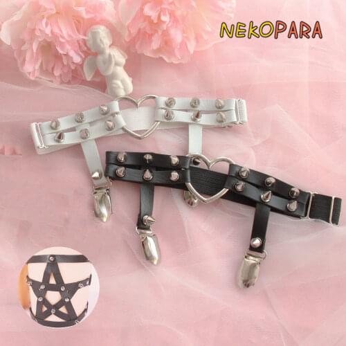 Gothic Cool Girls' Synthetic Leather Heart Hexagan Star Shape Lolita Leg Ring Garters Adjustable Good Quality