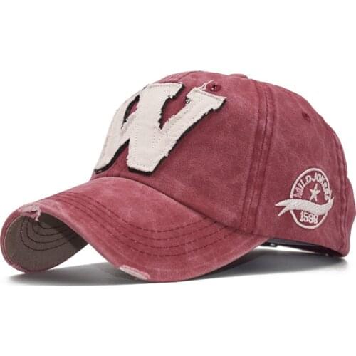 Cotton Embroidery Letter W Mens Baseball Cap Snapback Caps Casquette Hat Distressed Wearing Fitted Hat For Men Custom Hats M044