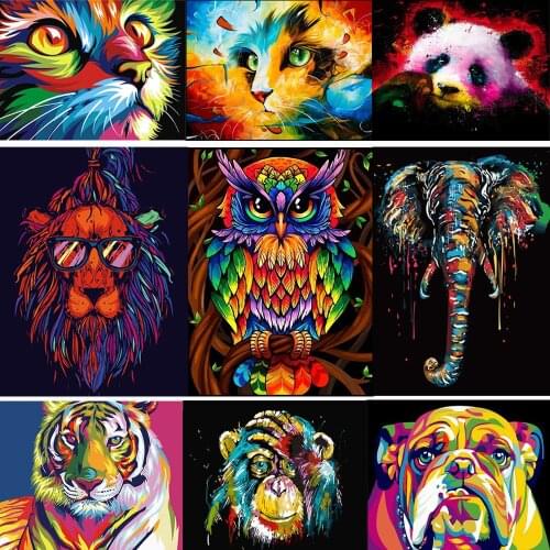 Painting By Numbers Colorful Animals Abstract Diy Digital Painting DIY Frame Cartoon Modern Wall Art Picture For Home Decoration
