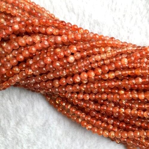 Veemake Sanidine Sunstone DIY Natural Necklace Bracelets Earrings Ring Crystal Small Round Womens Beads For Jewelry Making06070