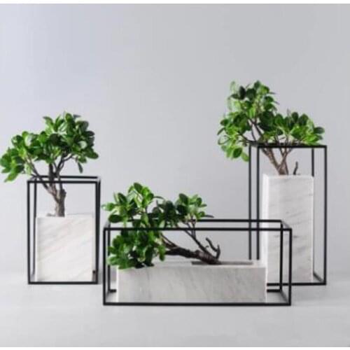 Light Luxury Marble Metal Crafts Home Decorations Desktop Flower Insert Ornaments Model Room High-end Jewelry