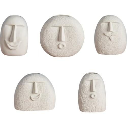 Creative Ceramic Funny Expression Vase Desktop Ornament Home Flower Pot Dried Flower Arrangement Vase Ornaments Art Living Room