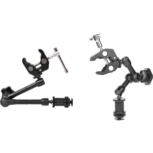Magic Arm 7 Inch Articulating Friction Arm Super Clamp with 2Pcs 11 Inch Adjustable Articulating Magic Arm + Clamp