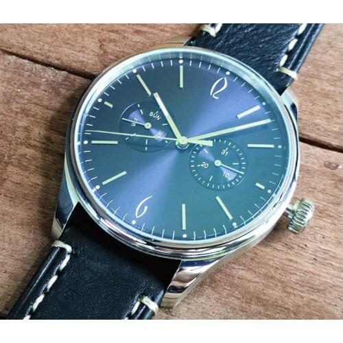 Sapphire crystal 40.5mm white /blue dial Japanese VH64 quartz movement pilot mens watch Auto date week Display quartz watch