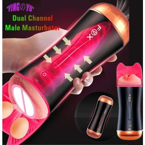Automatic Rotation Realistic Vagina Pocket Pussy Mouth Male Masturbators Penis Masturbation Cup Sex Machine Erotic Toys for Men