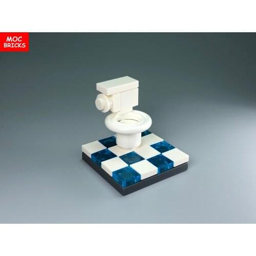 Set sale MOC Bricks DIY Furniture Simple Toilet Bowl Washroom WC Pedestal pan Dolls Building blocks toys for children gifts
