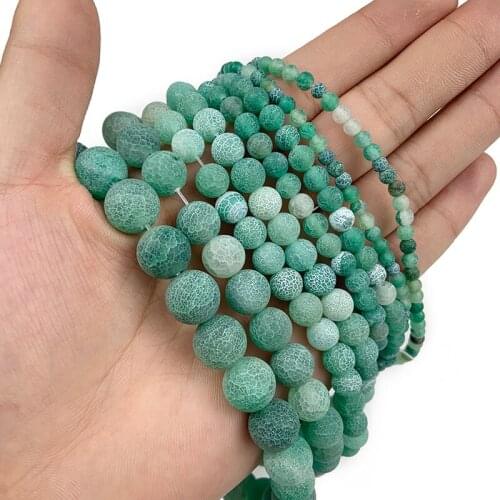 MKTREG Natural Green Weathered carnelian beads Stone Round Loose bead ball 6/8/10/12MM Jewelry necklace bracelet DIY making 15