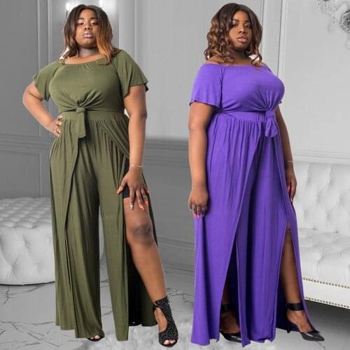 New European And American Fashion Casual Loose Solid Color Tie With Plus Size Large Size Womens Two-Piece MQ2351