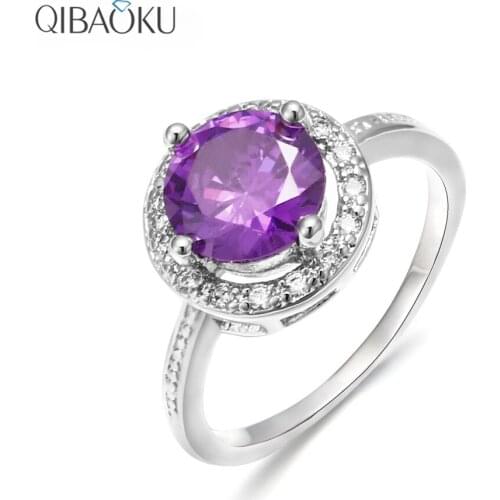 New Trendy Crystal Rings for Women Purple Blue White Zircon Elegant Ring Engagement Design Wedding Jewelry Gift