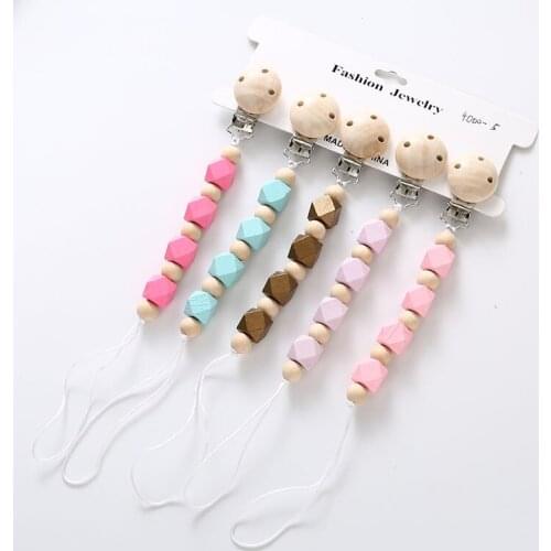 New Wooden Beaded Shape Pacifier Decorative Clip Accessories DIY Crafts Baby Products Pacifier Buckle Care Tool Accessories
