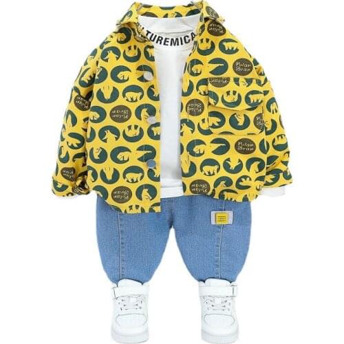 New Spring Autumn Fashion Boys Girl Clothes Suit Children Cotton Jacket T Shirt Pants 3Pcs Sets Toddler Costume Kids Tracksuits
