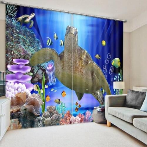 Ocean curtain 3D Curtain Printing Blockout Polyester Chinese Sun Photo Drapes Fabric For Room Bedroom Window