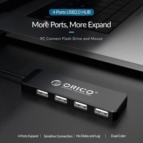 ORICO USB Hub High Speed USB 2.0 Adapter Multi 4 Ports Splitter Extension Cable with OTG or Laptop Desktop Computer PC Acces
