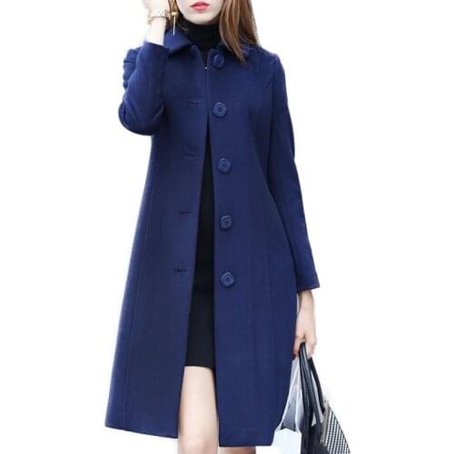 Woolen Coat Women 2020 New Fall Winter Clothes Fashion Casual tops Loose Jacket Female Long Coat Woolen Overcoat Plus Size A283