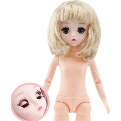 Bjd Doll 30 Cm 23 Joints Movable 3D Eyes 1/6 Naked Girl Flexible Joints Fashion Doll and Toys for Girl DIY Christmas Gift