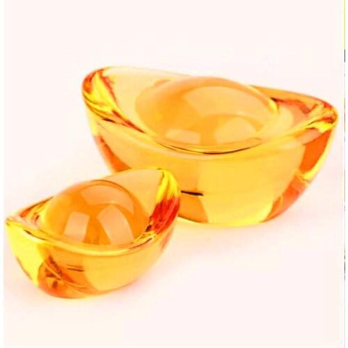 50/60mm Crystal Shoe-shaped Gold Ingot Paperweight Glass Craft Home Decoration Arts&Collection Fengshui Furnishing Ornaments