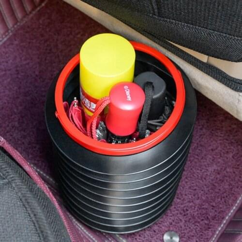 4L Telescopic Car Trash Can Waterproof Plastic Car Storage Box Folding Organizer Box Auto Interior Stowing Tidying Supplies