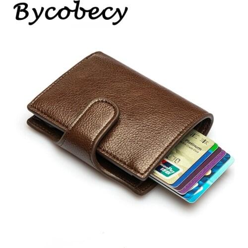 Bycobecy Top Quality PU Leather Men Card Holder 2019 Wallet Women Smart Slim RFID Ladies Card Case Vintage Solid Money Bag