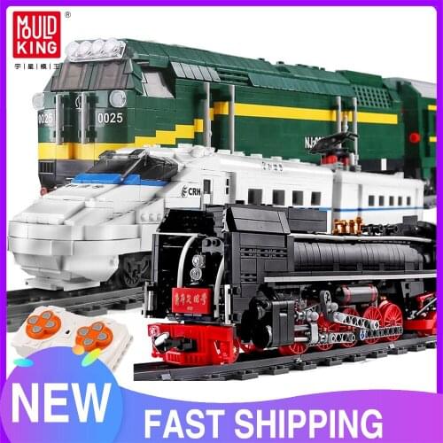 MOULD KING City Remote Control Train High-speed Rail Electric Car Building Blocks RC Railway Train Track Bricks for Children
