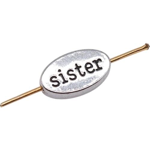 WYSIWYG 10pcs 13x8x3mm Double Sided Sister Bead For Jewelry Making Antique Silver Color Sister Small Hole Spacers Beads Charm