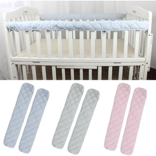 2Pcs Cotton Crib Protection Wrap Edge Baby Anti-bite Solid Color Bed Fence Guardrail Newborn Bed Rail Cover Baby Care Safety
