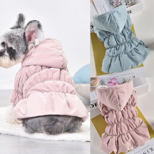 XS-2XL Winter Dog Clothes New Princess Dog Pet Warm Dress Hoodie Floral Bubble Skirt Girl Dog Cat Winter Coat Outfit Clothes