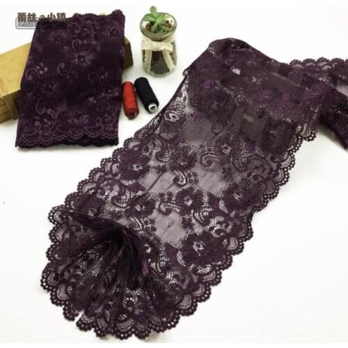 1 Meter 21cm Width DIY Handmade Hair Decoration Wide Elastic Stretch Lace Trimmings Wedding Dress Skirt Purple Red Lace
