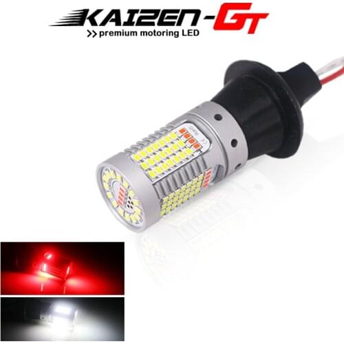 1PC Canbus T25 3156 PY27W Switchback LED Red/ Xenon White Dual-Color Rear Fog Lamp/Backup Reverse Light For 15-up Ford Mustang