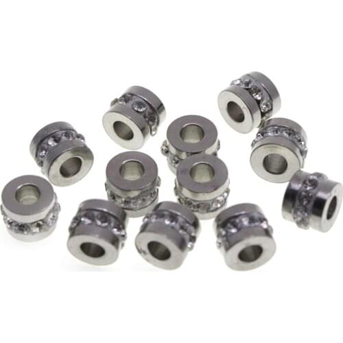 10pcs/lot 3mm Hole Stainless Steel Rhinestone Crystal Spacer Charm Beads for Jewelry Making DIY Bracelet Necklace Findings