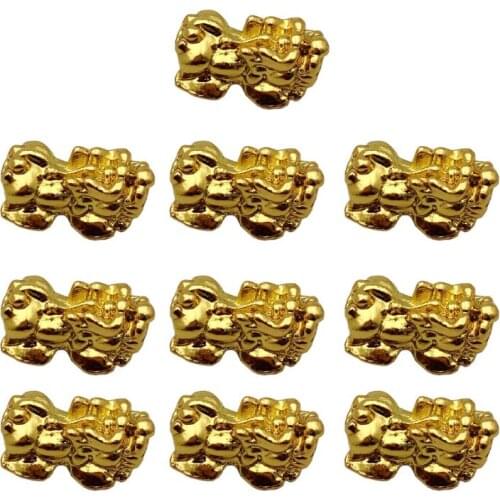 10Pcs Golden Wealth Porsperity Pi Xiu Beads Pi Yao Charm Bracelet Jewelry Making