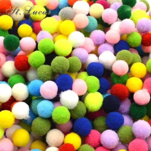 100pcs/lot 10mm mixed color polyester small pom pom ball for home garment party carft decoration children handmade DIY material