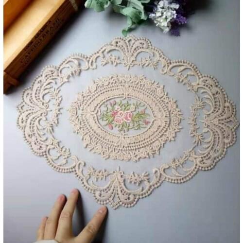 2 pcs Embroidered Flower Mesh Lace Ribbon Applique Trims for Covers Curtain Home Textiles Sewing Strip Ribbon Lace Fabric 37cm