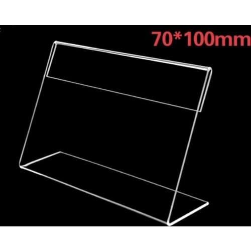 20Pieces/Lot 70x100mm L-Shaped Transparent Clear Acrylic Price Tag Sign Plastic Plexiglass Table Stand