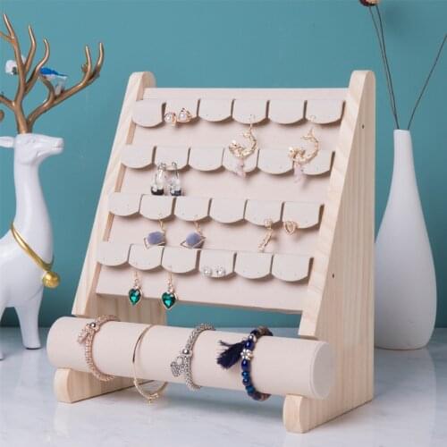 2020 Expositor de pendientes de madera, soporte para pendientes, vitrina, soporte para pulsera