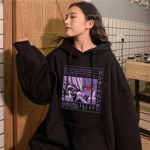 2021 New Women Hoodie y2k Harajuku Hunter X Hunter Anime hoodies women goth Top Devil Eye Print Hoody kawaii Streetwear Tops